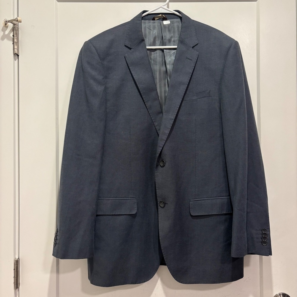 Vitarelli Mens Navy Blue Two Button Suit Jacket Blazer 44L SB-2R Textured